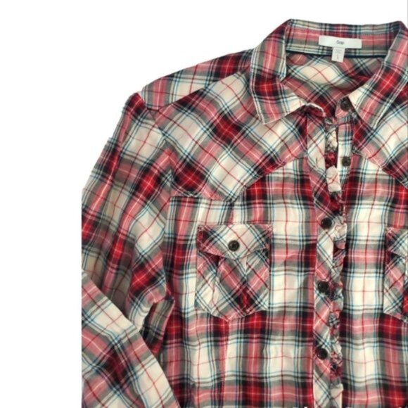 Vintage GAP Country Cowgirl Women's 100% Cotton Cottagecore Ruffled Plaid - Picture 16 of 16